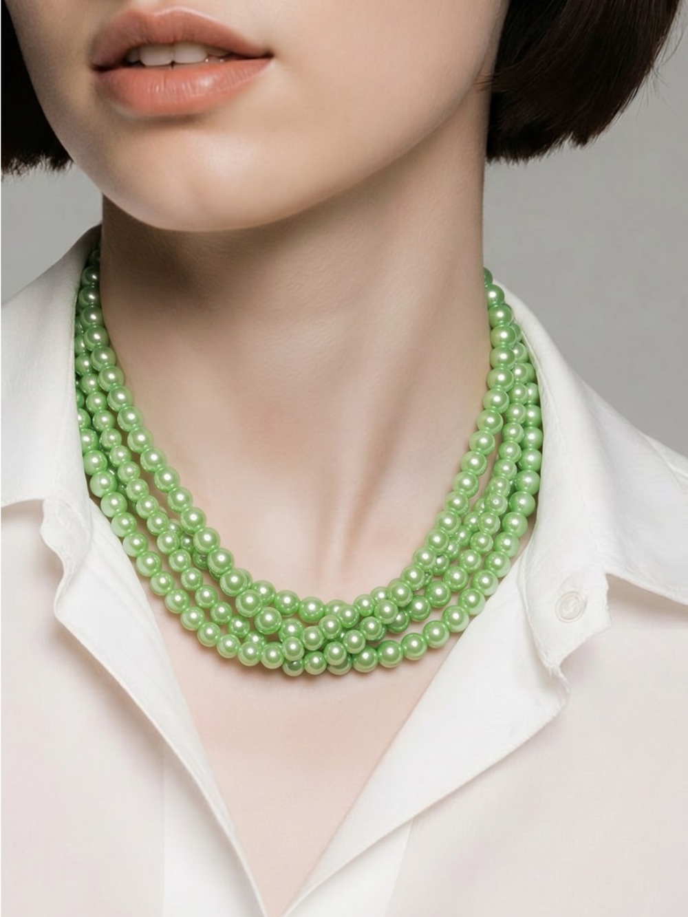 Anne Klein Light Green Multi-Strand Pearl Necklace - Women Jewelry